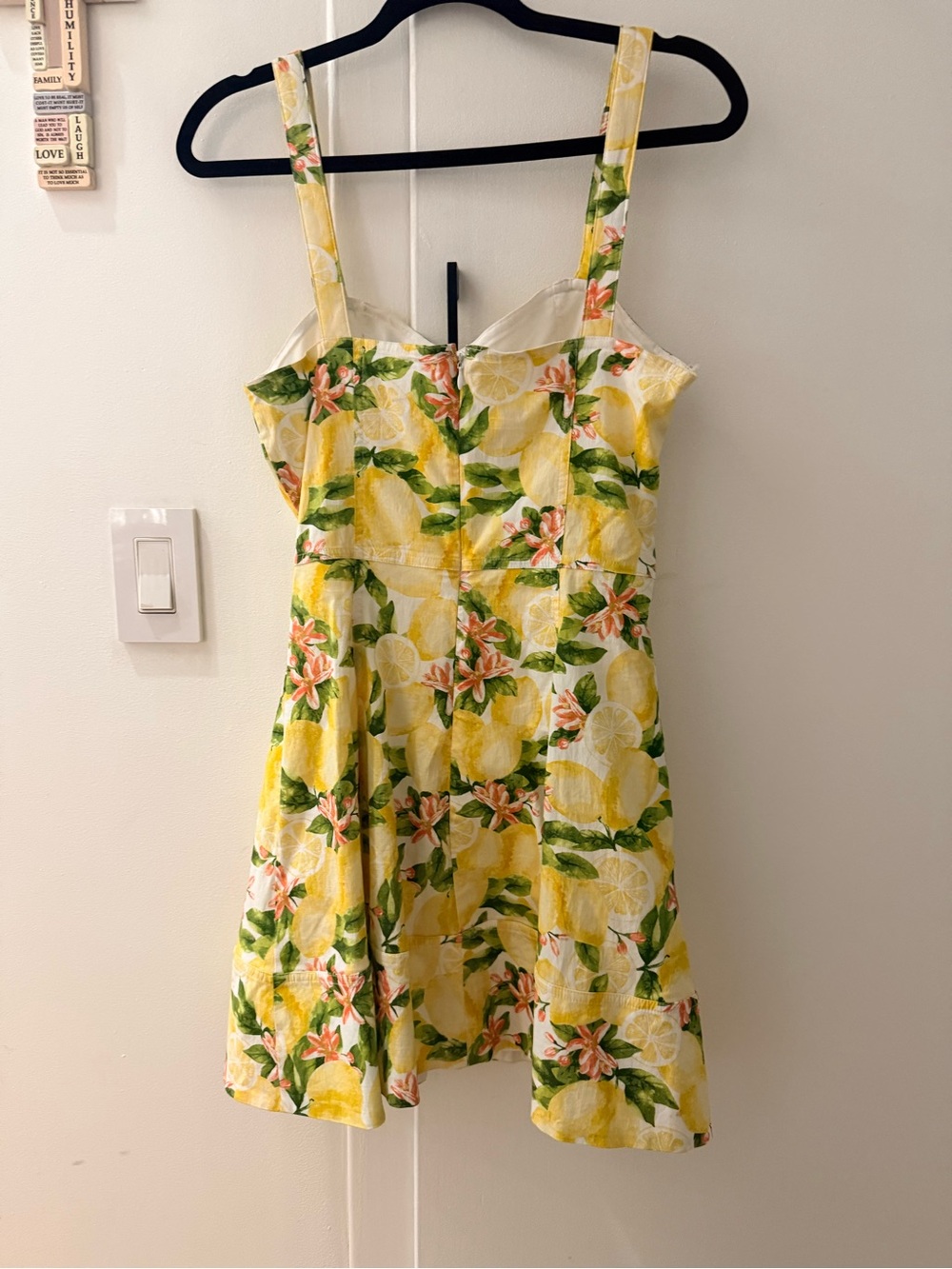Avec Les Filles Yellow Lemon Print Mini Dress with Green Leaf Accents - Picture 3 of 5